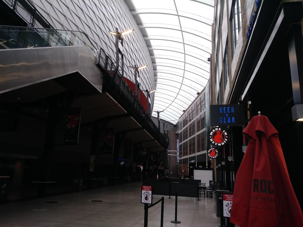 This is the inside of the Little Caesars arena in 