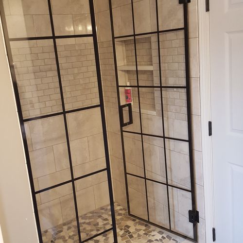 frameless shower door with mullions
