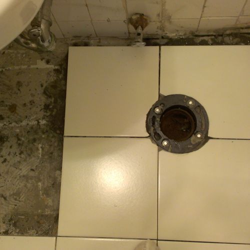 Replace broken uneven toilet floor flange & start 