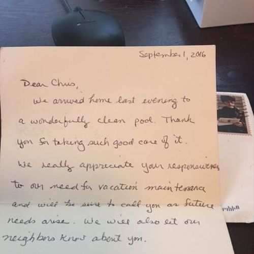 A Thank You note from a client