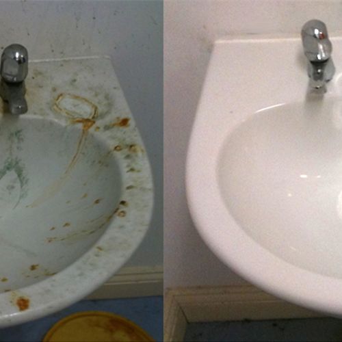 This was a bathroom sink- before and after picture