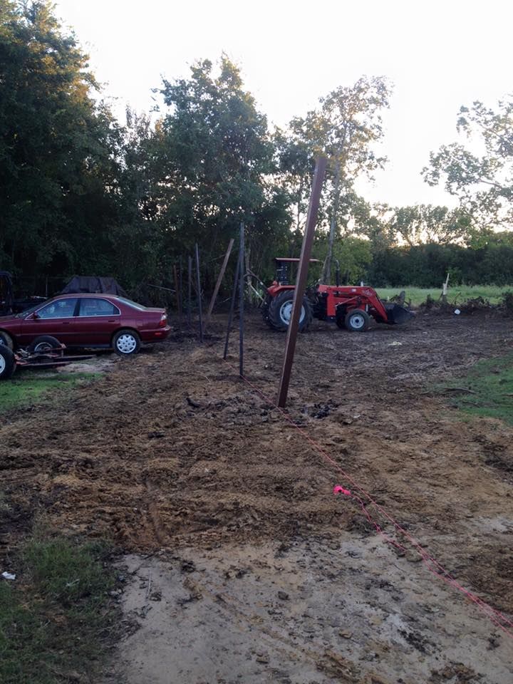 Brush Clearing, dirt work and installing the post 