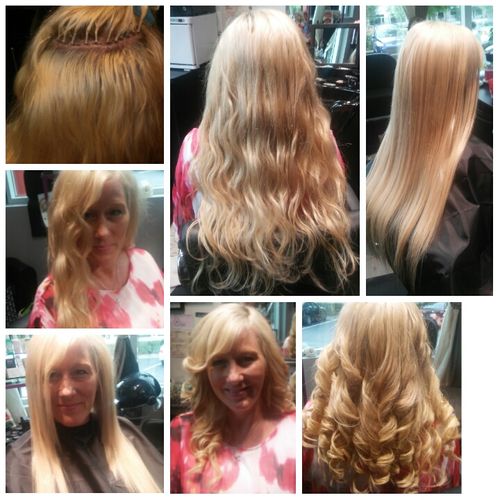 beautiful blondes keratin extensions with curls al