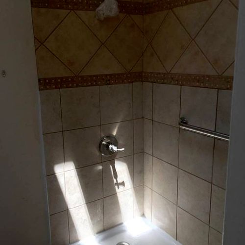 Installed shower and tile