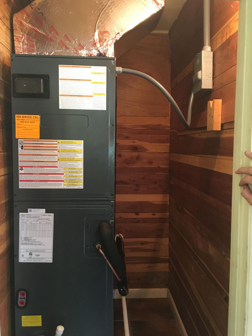 retrofit new air handler in closet
