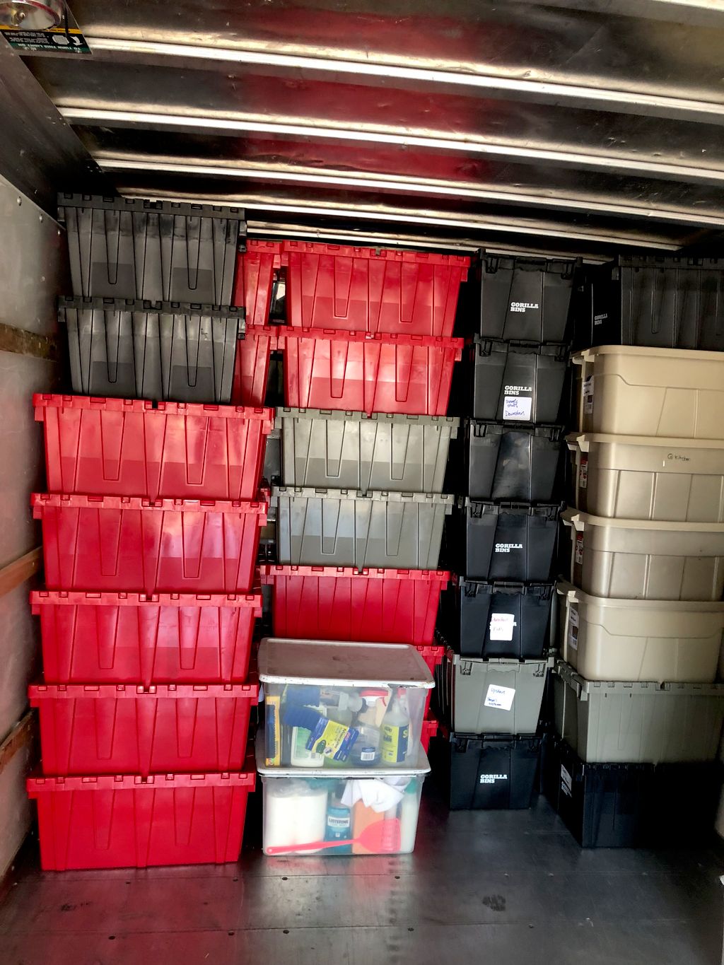 Packing truck with gorilla bins