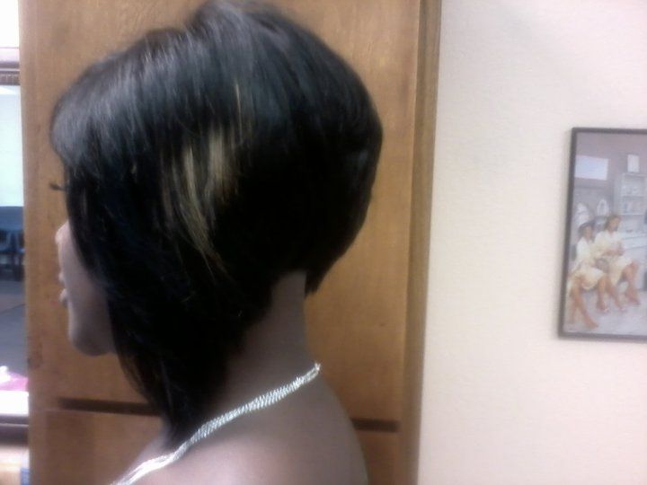 partial sew-in weave w/razor cut bob