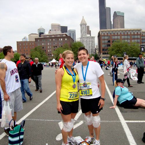 My first marathon with my little sister. Rock and 