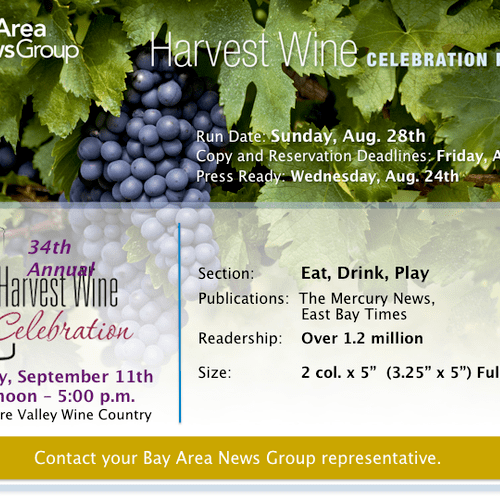 Powerpoint sales flyer layout for Harvest Wine.
