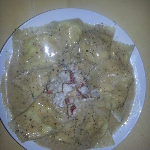 Lobster raviolis with a creamy brown butter sauce