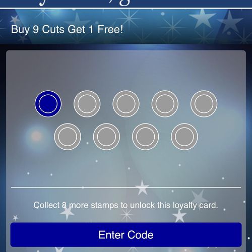 Loyalty punch card section of Magic2Uapp