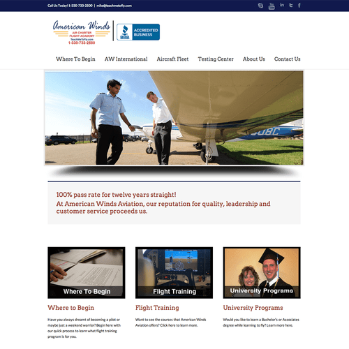 American Wind Flight Academy: Wordpress website re