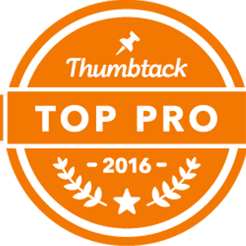 A 2016 award I received from Thumbtack for my serv