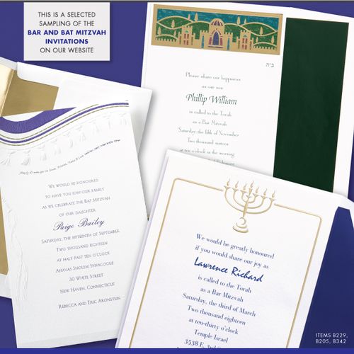 Bar and Bat Mitzvah invitations from reputable sta