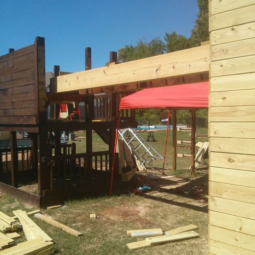 Building addition onto play area