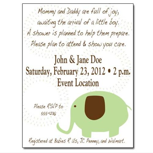 Printable elephant baby shower invitations