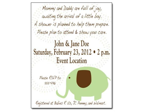 Printable elephant baby shower invitations