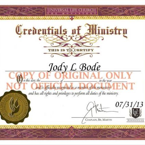 Certificate of Ministry