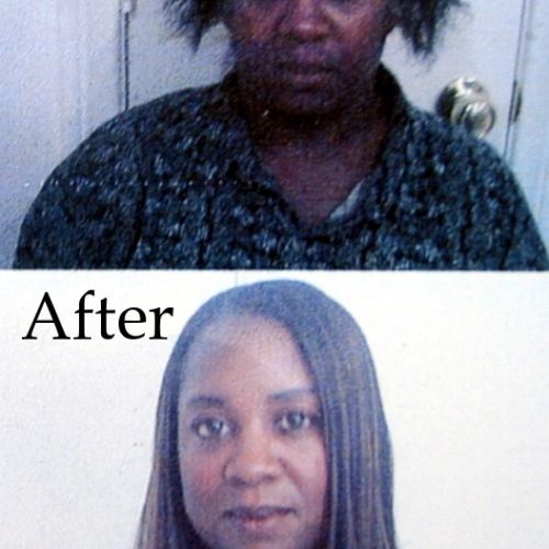 Before and After pic of Hairloc Hair Extensions.