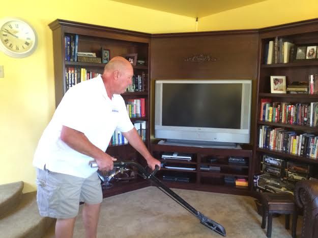 Truck mounted deep steam carpet cleaning. Dries in