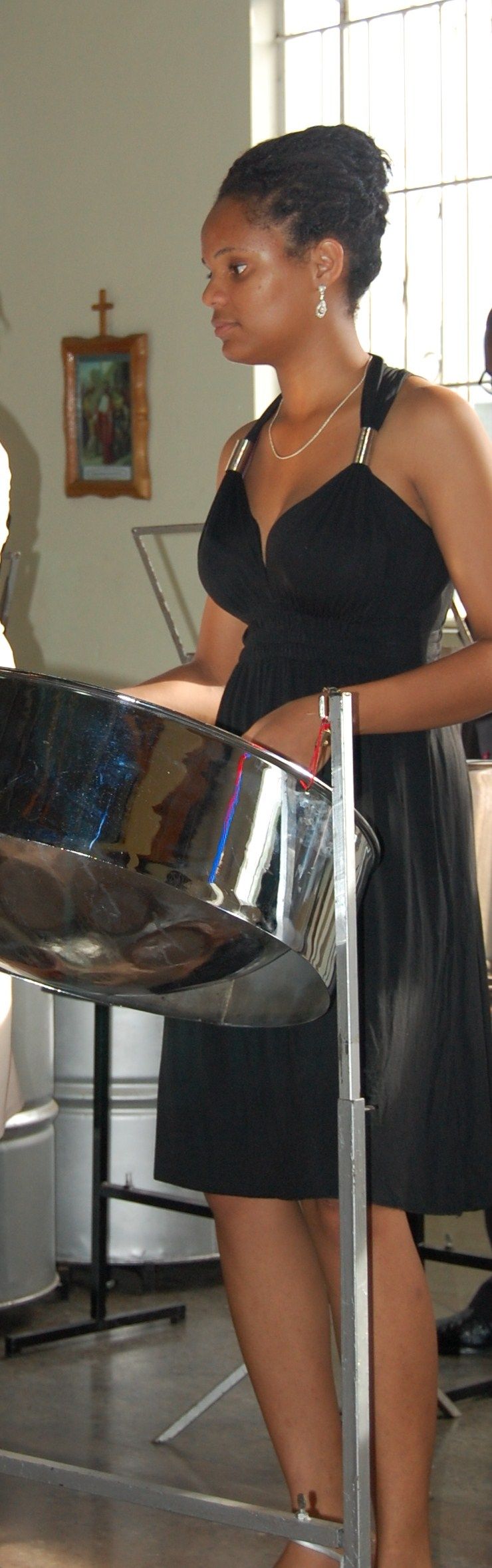 Playing "Oye como Va" on the steeldrum