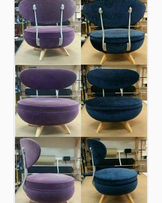 Funky mid-century Lavender Velvet Chair transition