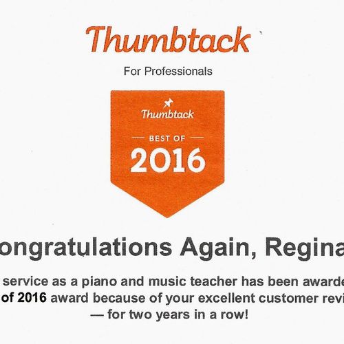 Thumbtack Award for 2016