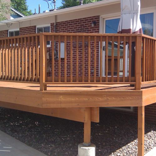 Deck refinishing- decks are powerwashed and given 