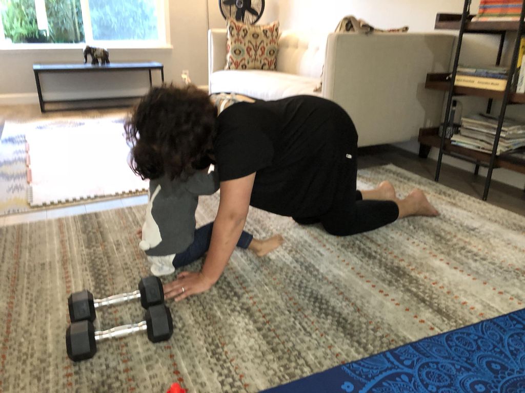 Mommy training early am routine. 