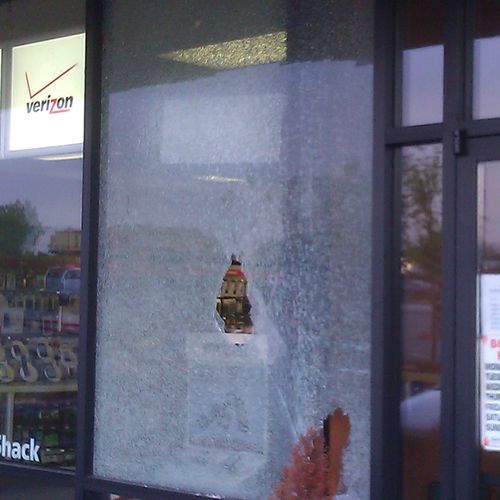 vandalized Storefront window