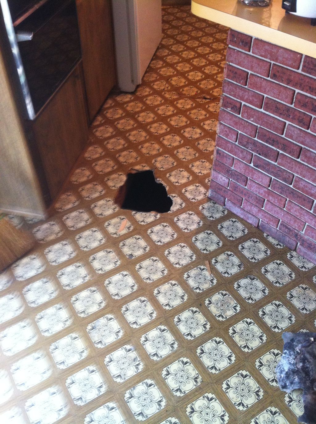 sub-floor hole in kitchen