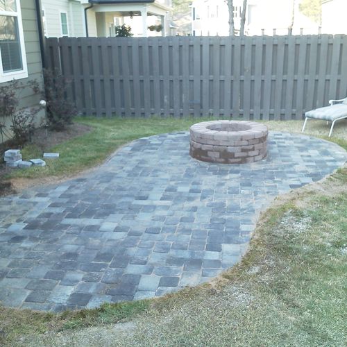 patio with fire ring