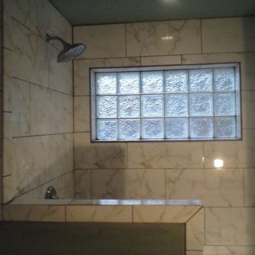 Walk-in Showers and Glass Block Windows. (Anders J