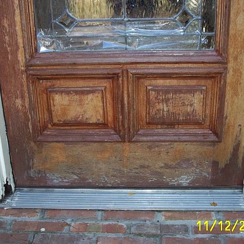 Art Glass panel sagging and cracked glass - door c