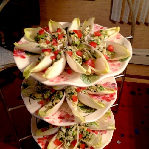 BOD cocktail reception: crabmeat/avocado salad on 