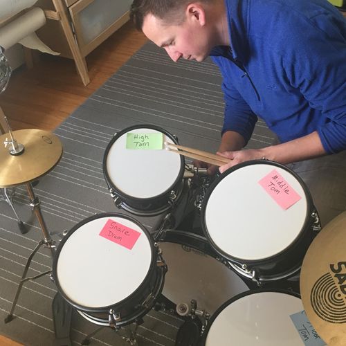 prepping for drum class