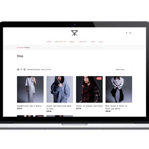 Website storefront for fashion designer Julia Rhod