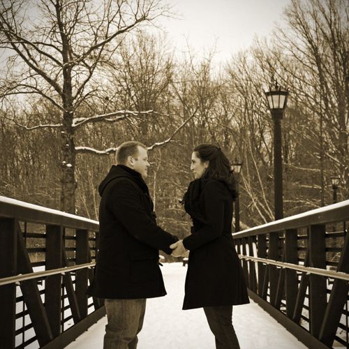 A snowy engagement session.