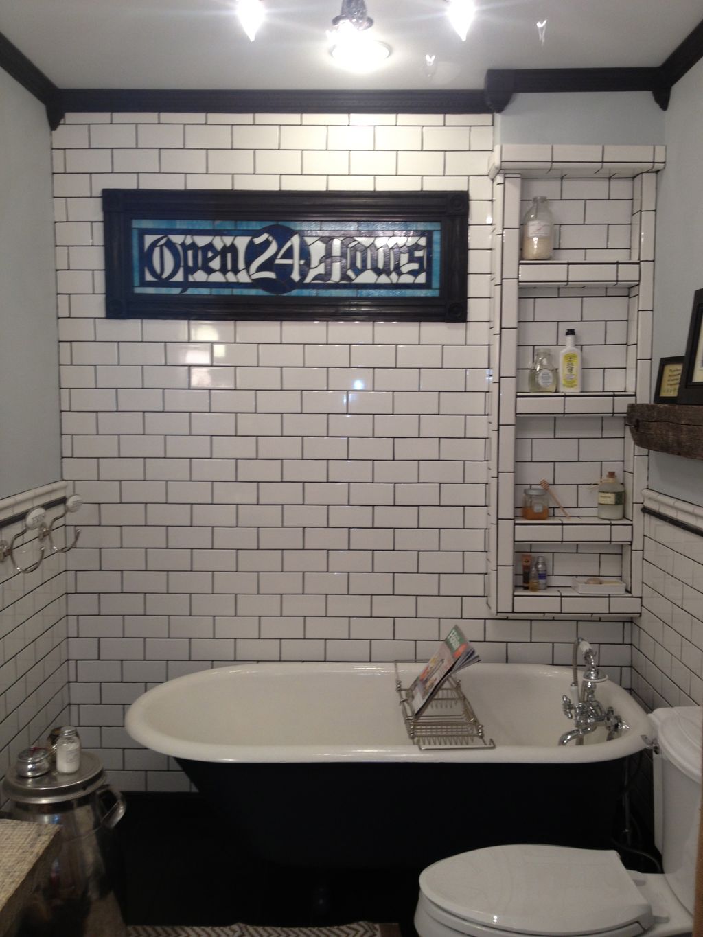 Bathroom remodel where floor to ceiling subway til