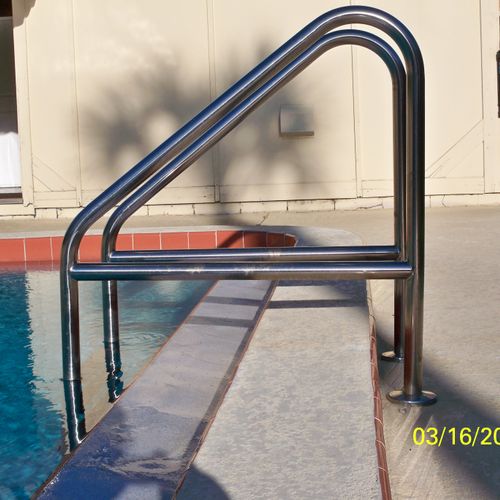 I have added a cross-brace to swimming pool ladder