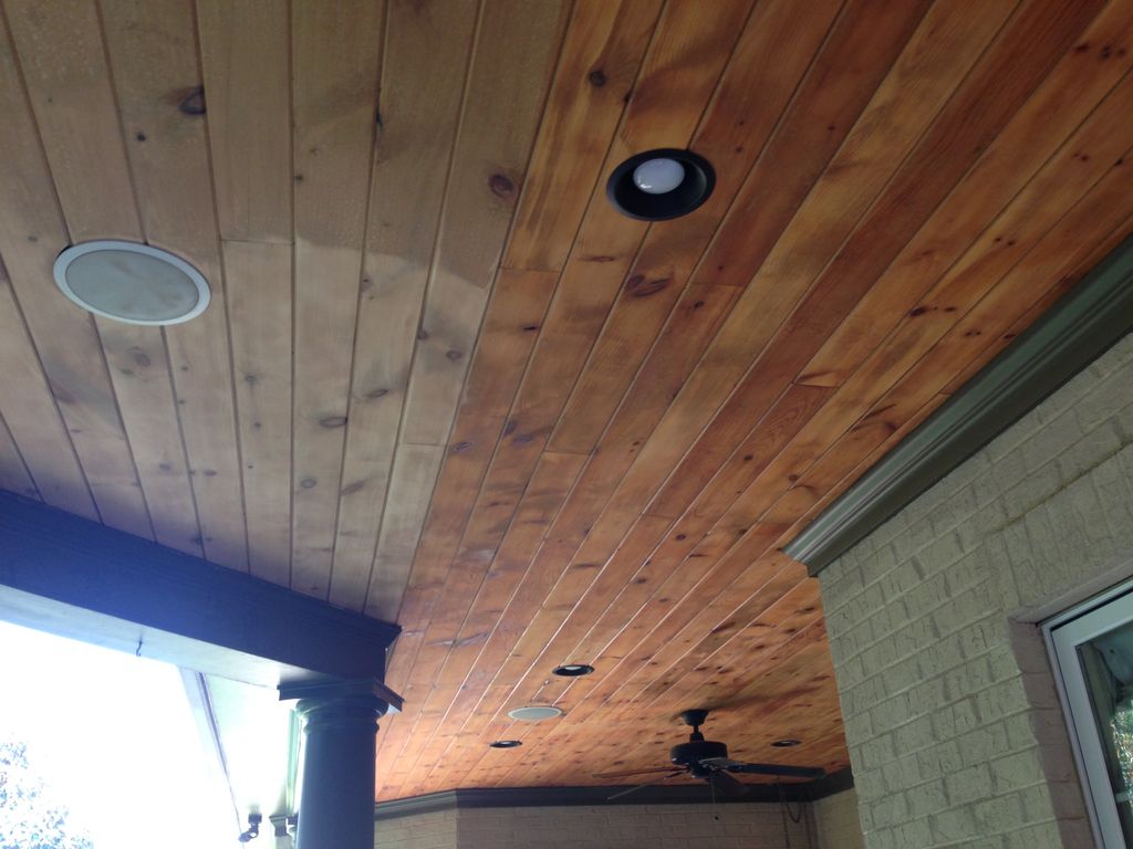 Sanded and Stained Wood Ceiling