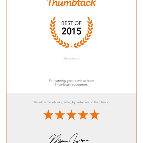 The Best of 2015 Award from Thumbtack!