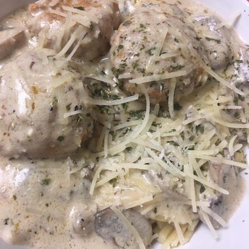 Swedish Meatballs in Bechamel Sauce on Pappardelle