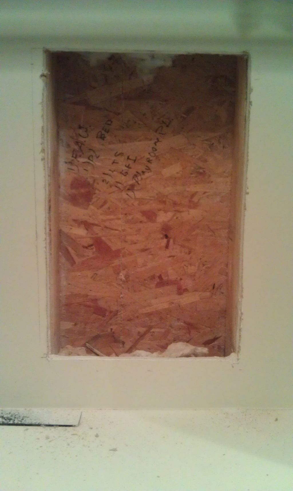 Wall prepped and ready for wall safe installation