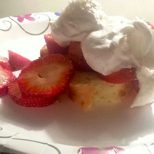Strawberry shortcake on cream cheese lemon pound c