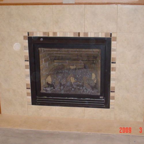 Fire place with custom tile.