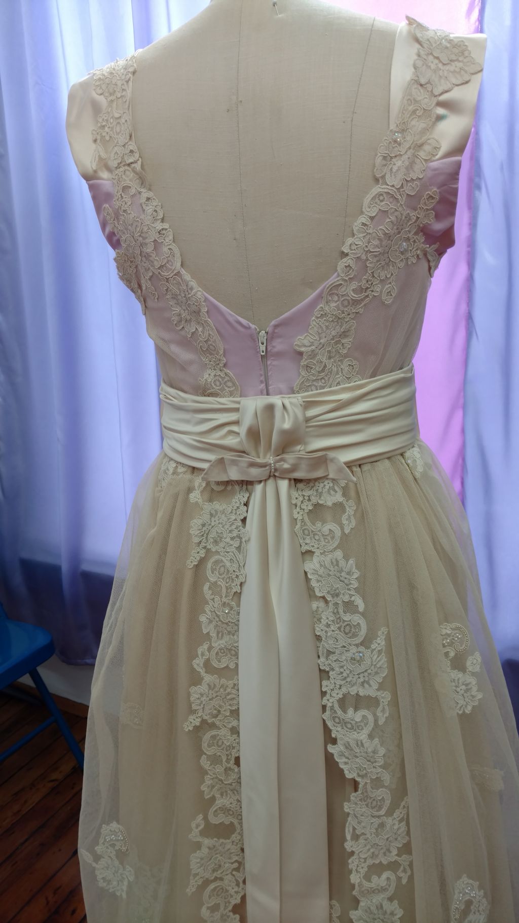Detail of back with little bow from original gown.