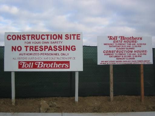 Toll Brothers Inc. 4'x8' site signs