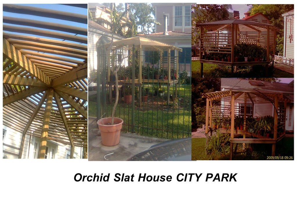 Slat House for Orchids.   Slat Deck, Slat roof - e