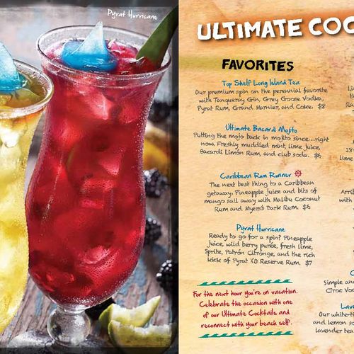 One page from the beverage menu at a new restauran
